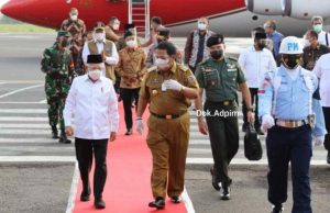 Gubernur Arinal dan Forkopimda Provinsi Lampung Sambut Kunjungan Wapres K.H. Ma’ruf Amin dalam Rangka Peninjauan Vaksinasi dan Bendungan Way Sekampung