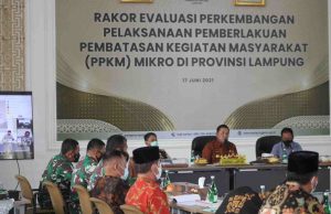 Danrem 043/Gatam Hadiri Rakor Evaluasi PPKM Mikro di Provinsi Lampung