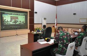 Danrem 043/Gatam Ikuti Rakor Program Serbuan Vaksinasi Diwilayah Kodam II/Swj Secara Virtual