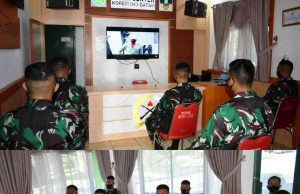 Prajurit Korem 043/Gatam Ikuti Upacara Peringatan Hari Lahir Pancasila 2021 yang dipimpin Presiden
