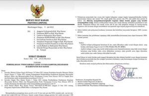 Pemkab Way Kanan Resmi Keluarkan Surat Edaran PPKM Darurat Covid-19