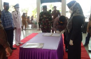 Danramil Hadiri Pelantikan Pjs. Kades di Wilayah Kecamatan Palas Kabupaten Lampung Selatan