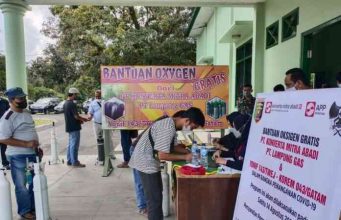 Korem 043/Gatam, Yonif 143/TWEJ, PT. Konverta Mitra Abadi, dan PT. Lampung Gas Berikan Oksigen Gratis Bagi Masyarakat Yang Terpapar Covid-19