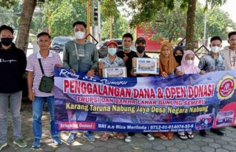 Karang Taruna Nabung Jaya Open Donasi Erupsi dan Banjir Lahar Gunung Semeru