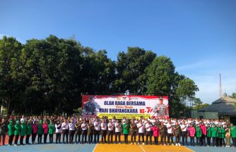 Sambut HUT Bhayangkara, Kodim 0421/LS Dan Polres Lamsel Olahraga Bersama