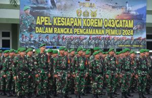 Tiga Matra TNI Wilayah Provinsi Lampung Ikuti Apel Gelar Pasukan Pengamanan Pemilu Tahun 2024 Tersebar, Secara Virtual dengan Panglima TNI