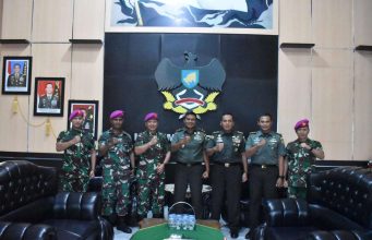 Danrem 043/Gatam Sambut Silaturahmi Danbrigif 4 Marinir/BS