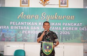 25 Orang Prajurit Naik Pangkat, Danrem 043/Gatam : Pangkat Yang Disandang Harus Diikuti Dengan Peningkatan Kualitas Diri