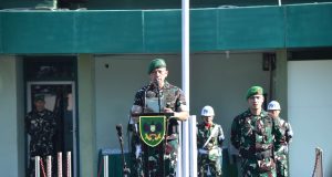 Danrem 043/Gatam Pimpin Upacara Bulanan, Sampaikan Amanat KASAD