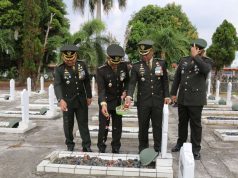 Kasrem 043/Gatam Hadiri Ziarah Nasional HUT ke-81 TNI di TMP Tanjung Karang
